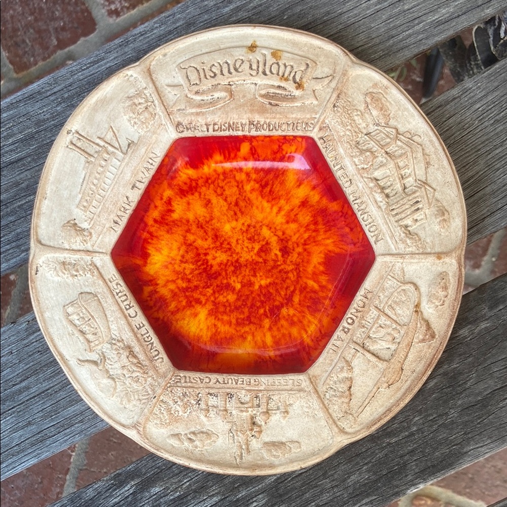 Mcm Disneyland Red and Tan Decorative Plate